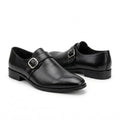 Fama Men's Black Leather Monk Strap Shoes – single monk strap shoe, view 1 of 9 – full-grain leather