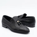 Fama Men's Black Python-Effect Leather Tassel Loafers – tassel slip-on loafer, view 1 of 9 – python-effect embossed leather
