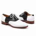 Fama Men's Black and White Leather Brogue Oxford Shoes – two-tone brogue Oxford, view 1 of 9 – full-grain leather and calfskin