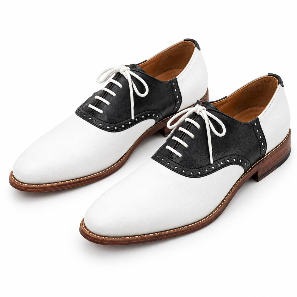 Fama Men's Black and White Leather Brogue Oxford Shoes – two-tone brogue Oxford, view 9 of 9 – full-grain leather and calfskin