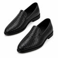 Fama Men's Black Woven Leather Loafers – slip-on dress loafer, view 1 of 8 – woven leather upper