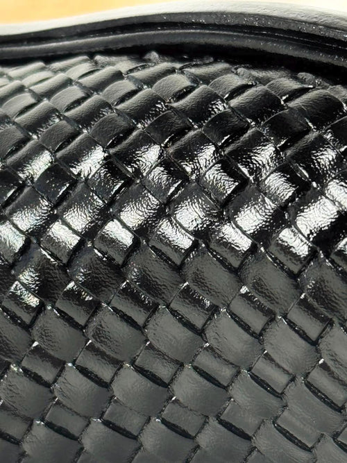 FAMA Men's Black Woven Leather Loafers – slip-on dress loafer, view 2 of 8 – woven leather upper