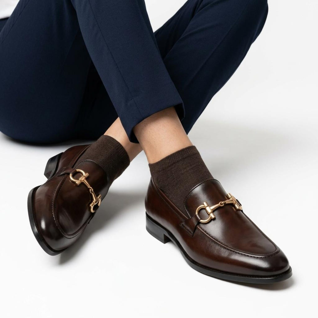 Fama Men's Dark Brown Leather Horsebit Loafers – horsebit loafer, view 4 of 9 – full-grain calfskin leather