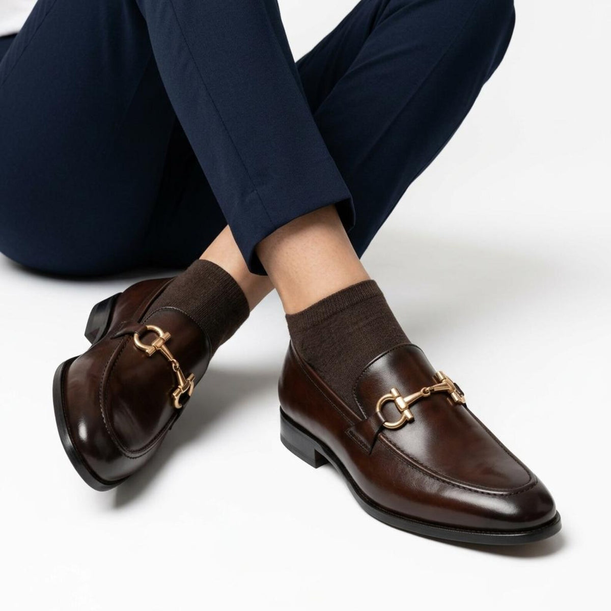 Fama Men's Dark Brown Leather Horsebit Loafers – horsebit loafer, view 4 of 9 – full-grain calfskin leather