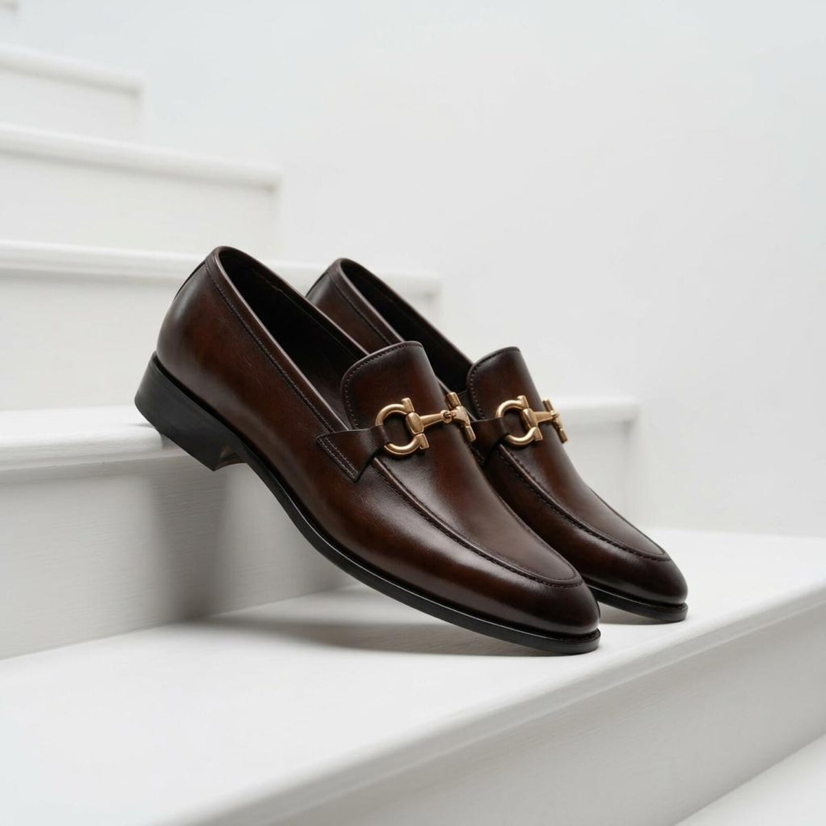 Fama Men's Dark Brown Leather Horsebit Loafers – horsebit loafer, view 5 of 9 – full-grain calfskin leather