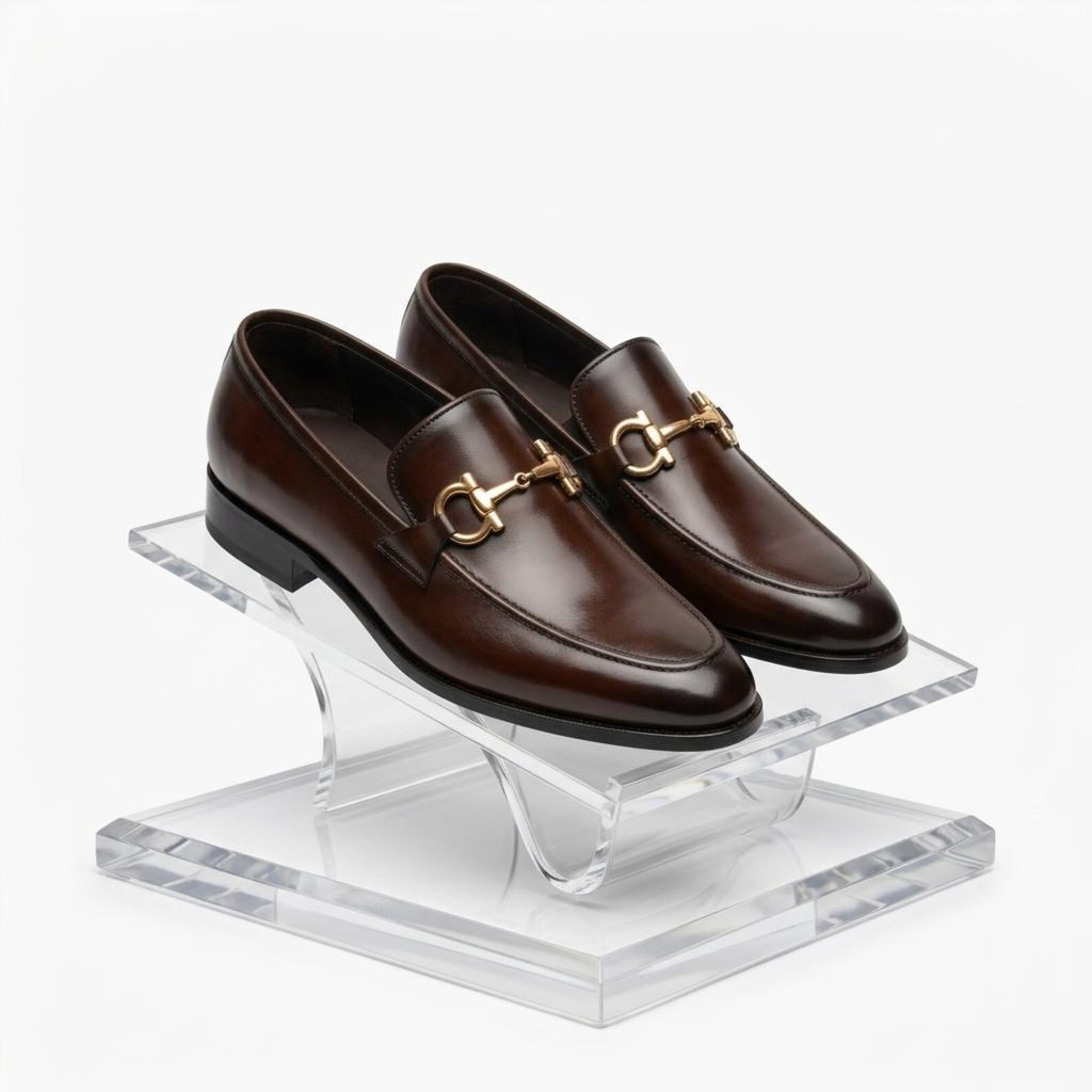 Fama Men's Dark Brown Leather Horsebit Loafers – horsebit loafer, view 6 of 9 – full-grain calfskin leather