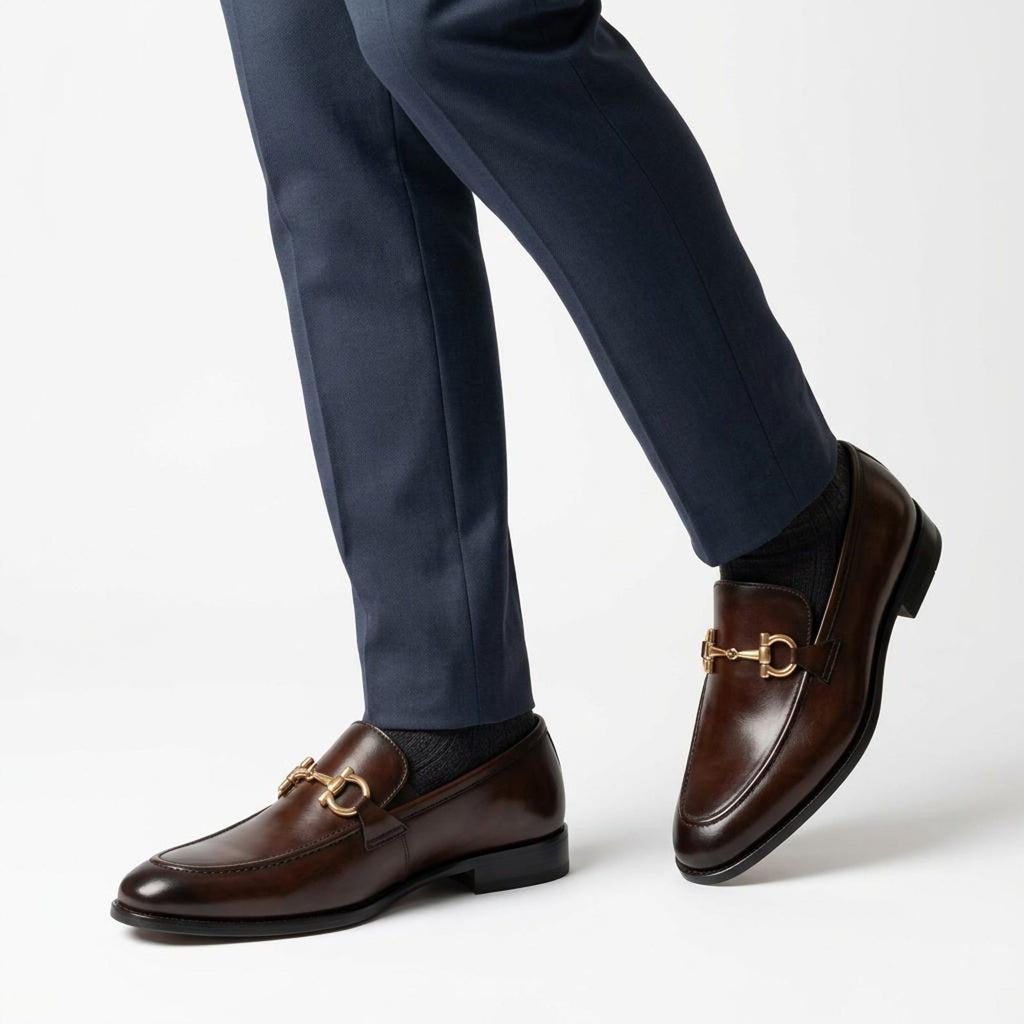 Fama Men's Dark Brown Leather Horsebit Loafers – horsebit loafer, view 7 of 9 – full-grain calfskin leather