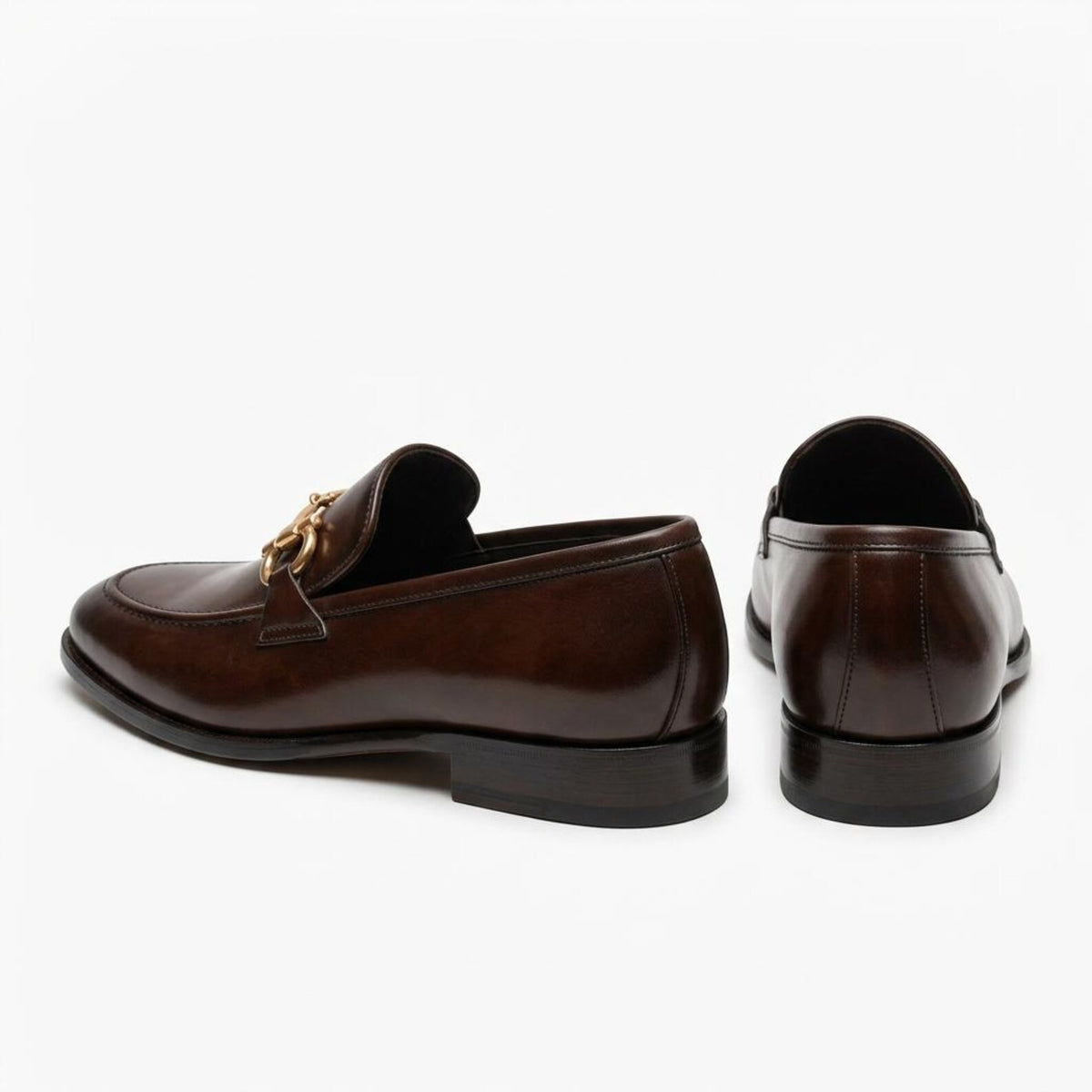 Fama Men's Dark Brown Leather Horsebit Loafers – horsebit loafer, view 8 of 9 – full-grain calfskin leather