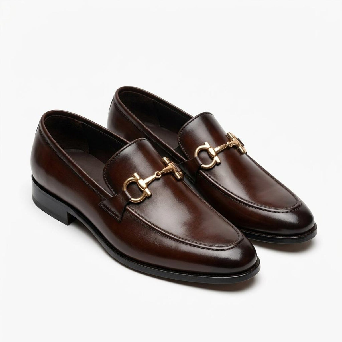 Fama Men's Dark Brown Leather Horsebit Loafers – horsebit loafer, view 9 of 9 – full-grain calfskin leather