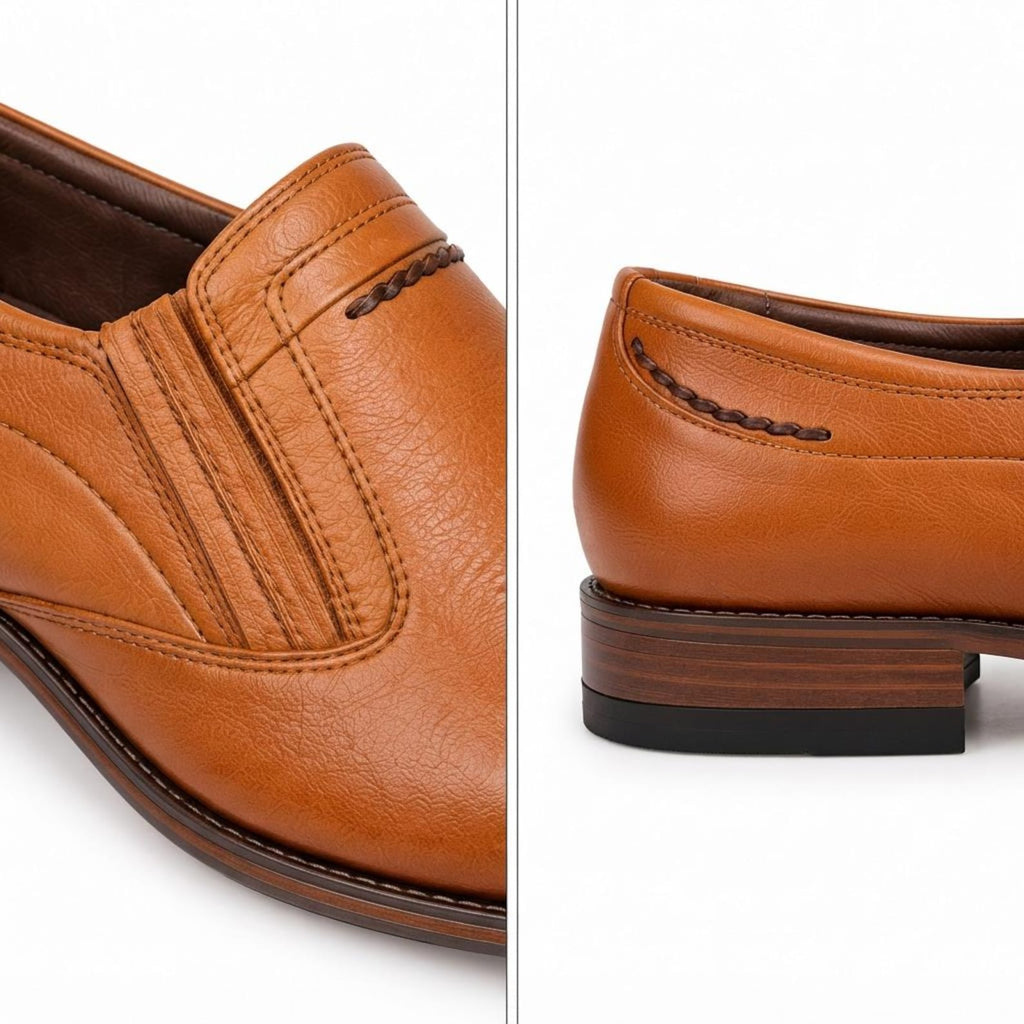 Fama Men's Tan Leather Slip-On Shoes – slip-on shoe with elastic gussets, view 2 of 8 – full-grain leather