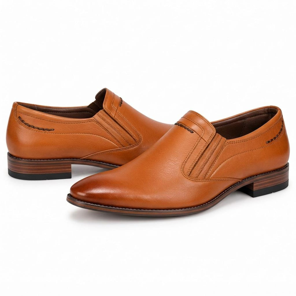 Fama Men's Tan Leather Slip-On Shoes – slip-on shoe with elastic gussets, view 4 of 8 – full-grain leather