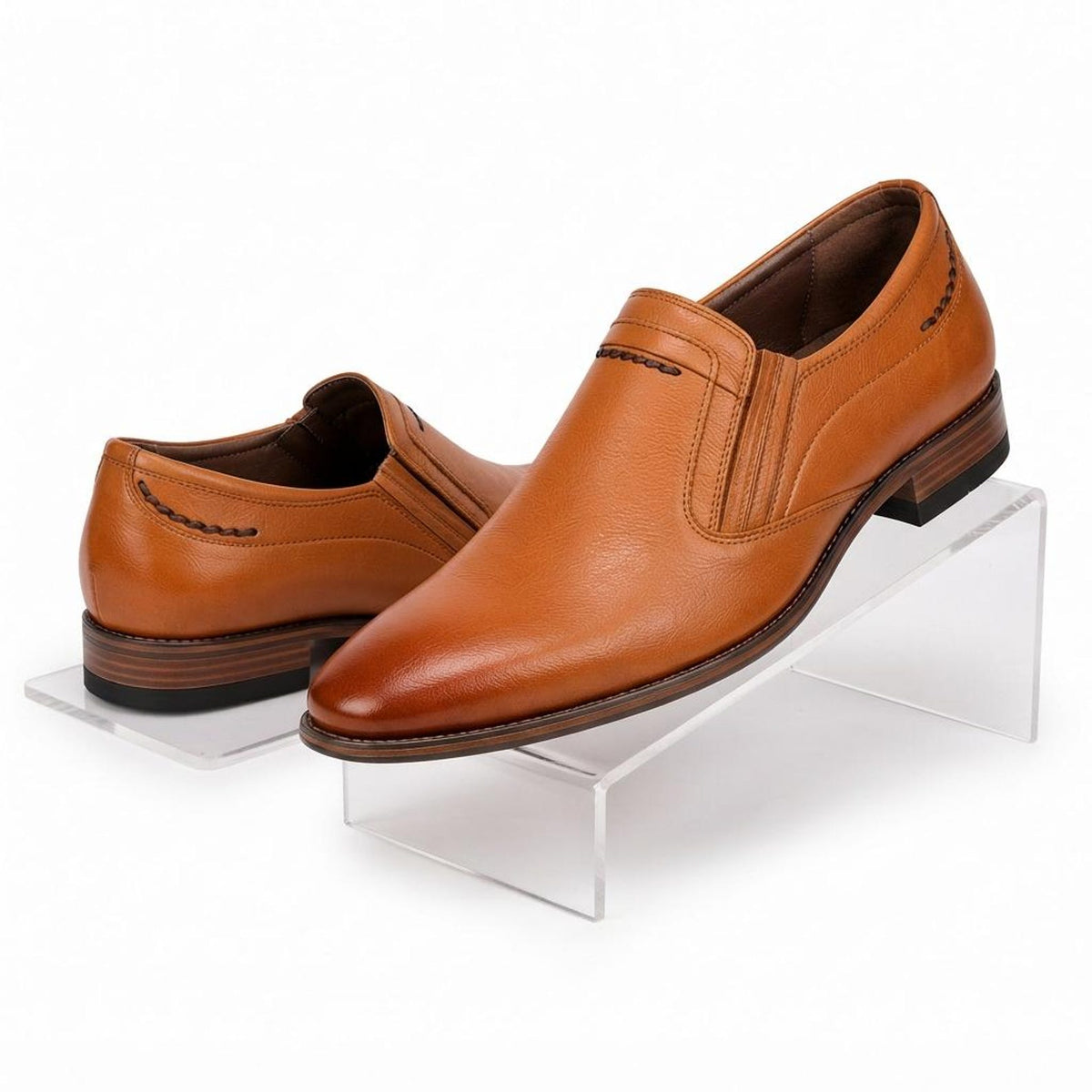Fama Men's Tan Leather Slip-On Shoes – slip-on shoe with elastic gussets, view 5 of 8 – full-grain leather
