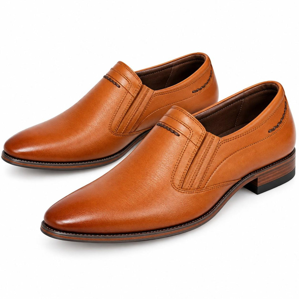 Fama Men's Tan Leather Slip-On Shoes – slip-on shoe with elastic gussets, view 8 of 8 – full-grain leather