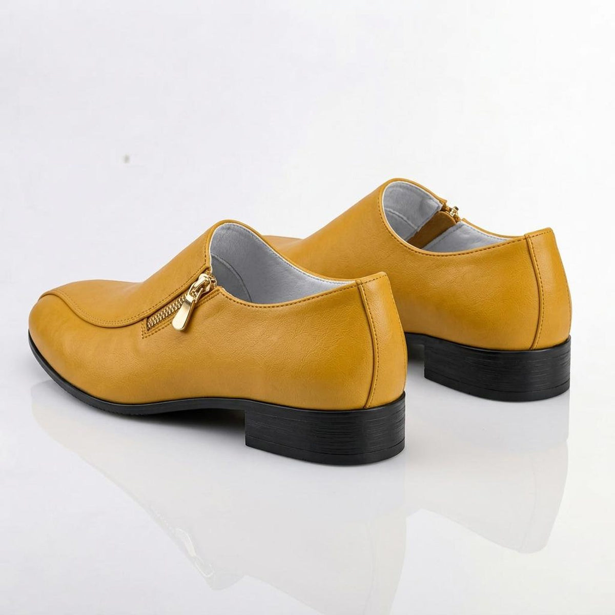 Fama Men's Yellow Textured Leather Side-Zip Loafers – side-zip loafer, view 5 of 9 – textured leather