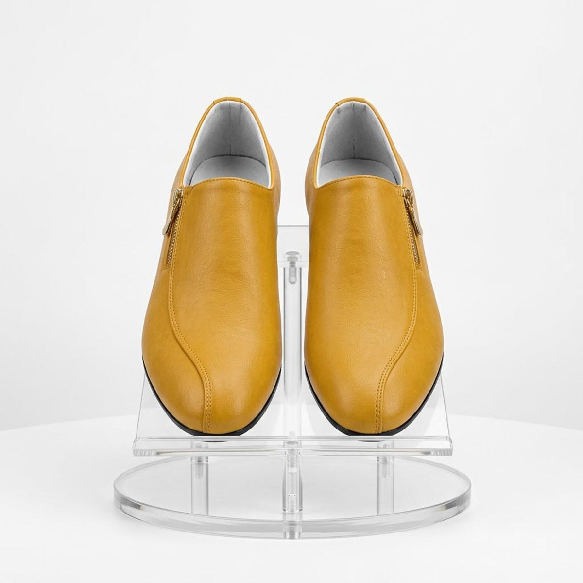 Fama Men's Yellow Textured Leather Side-Zip Loafers – side-zip loafer, view 8 of 9 – textured leather