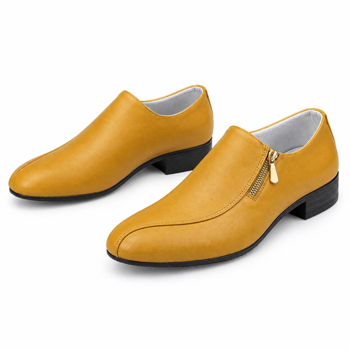 Fama Men's Yellow Textured Leather Side-Zip Loafers – side-zip loafer, view 9 of 9 – textured leather